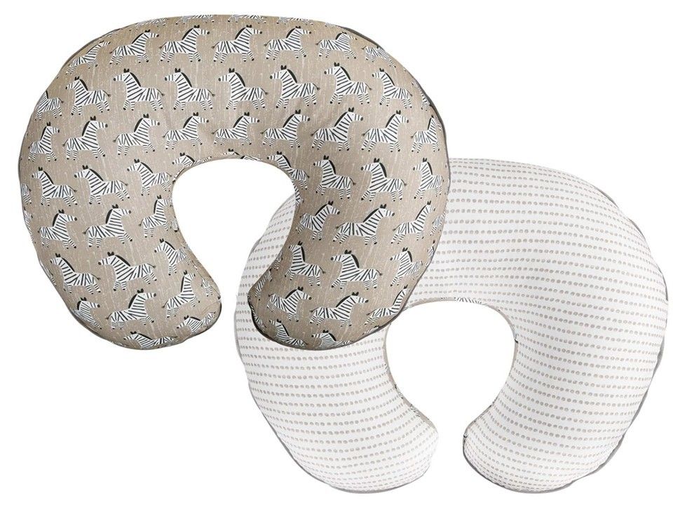 Boppy Original Nursing Pillow With Cover - Sand Zebra Parade Design Pattern