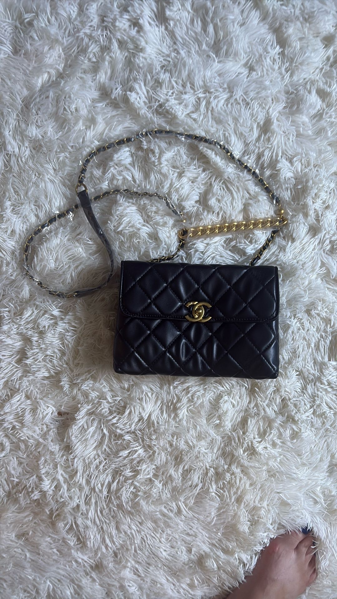 🖤 Chanel 24C Gold Crush Mini Flap Bag  | Quilted Leather | Chunky Gold Chain 🖤