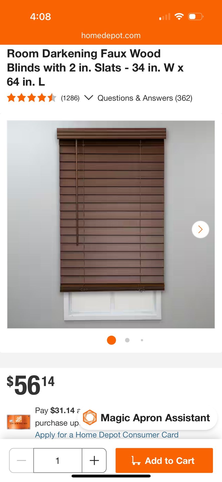 White Cordless Faux Wood Blinds for Windows with 2 in. Slats - 34 in. W x 64 in