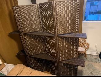 Room divider with shelves