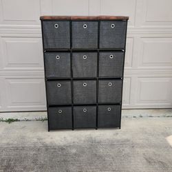 Gray 12 Drawer Storage Tower Unit/ Organizer Shelf/Tall Fabric Dresser.