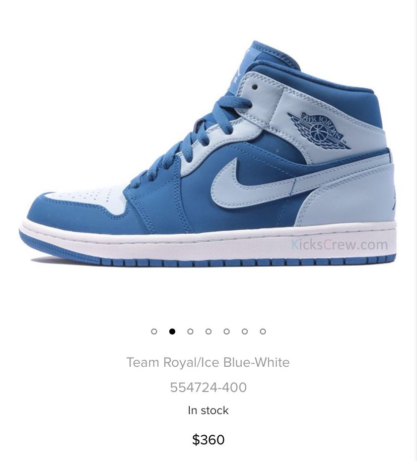 Air Jordan 1 Mid TEAM ROYAL ICE BLUE WHITE