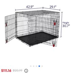 Large 42 Inch Double Door Metal Folding Dog Crate