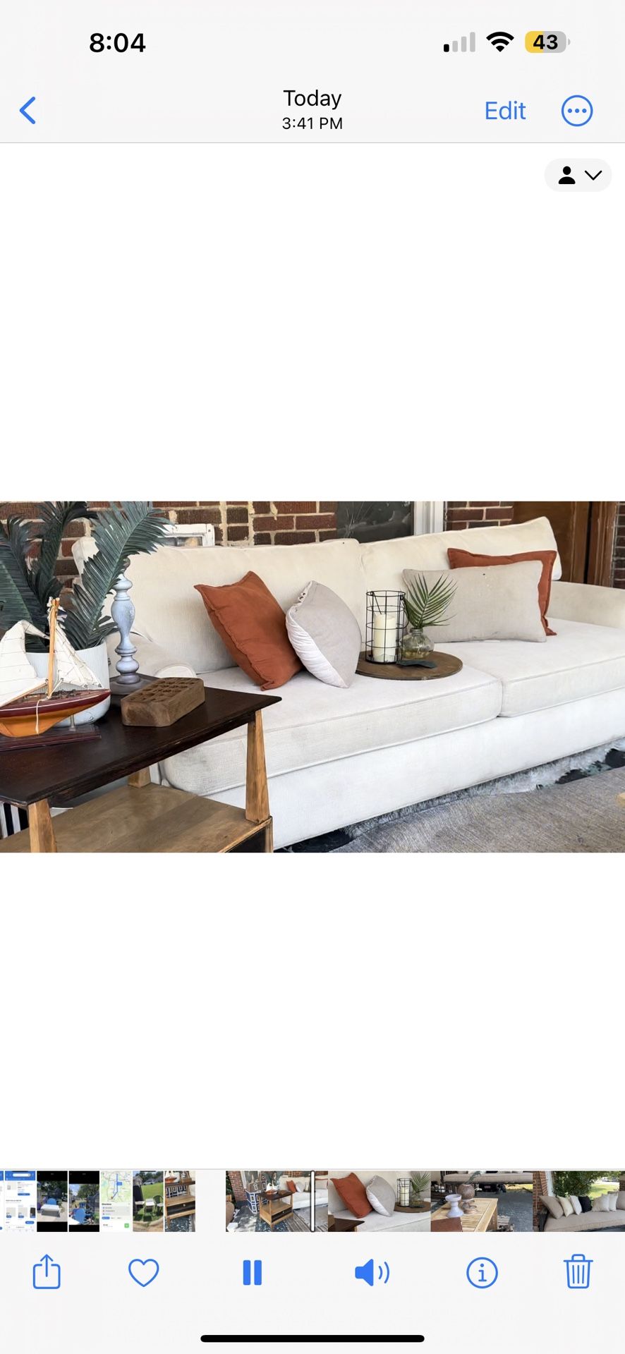 2022 Softest White Chenille Sofa Ever ! / Highback Blue Living Accent