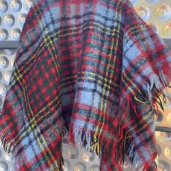 Scottish Plaid Wool Shawl 100% Wool Made In Scotland 