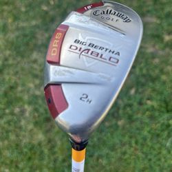 EXCELLENT CALLAWAY BIG BERTHA DIABLO DRS GOLF HYBRID 18* #2 W CUSTOM ORDER UST PROFORCE V2 GRAPHITE STIFF 