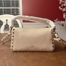 Valentino Small Rockstud Grainy Calfskin Crossbody Bag