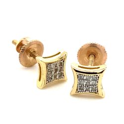 10k Gold Diamond Cluster Earrings Very Small Kite .06ctw 135510 12