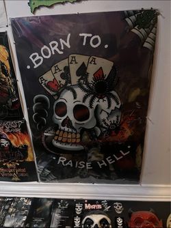 2008 Ed hardy y2k vintage poster smoking skull goth aesthetic