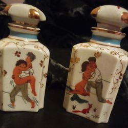 Antique Hand painted French Decor  Bottles