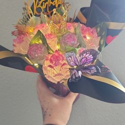 Pink resin flower bouquet