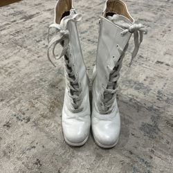 Little Girls Folklórico White Boots 