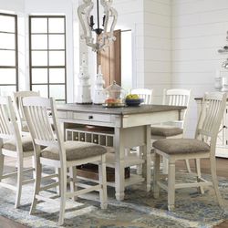 Bolanburg Antique White/Oak Counter Height Set (Dining table and Chairs