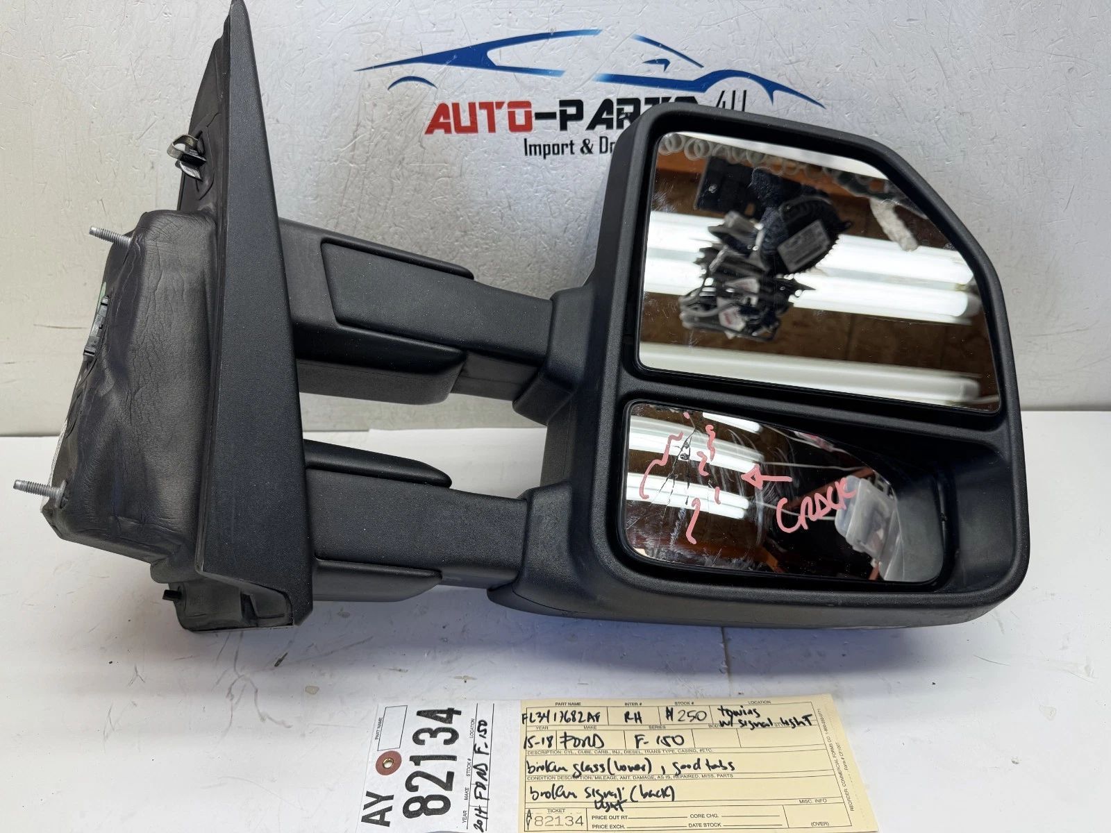 w/damages 19wires 2015 - 2016 - 2018 FORD F150 F-150 RIGHT TOWING MIRROR OEM AY82134