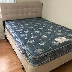 Upholstered Queen Headboard With Frame And Box Spring