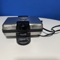 GE ELECTRIC DUAL SERVING SIZE CHROME WAFFLE MAKER