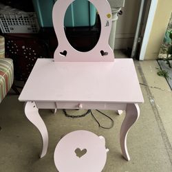 Last Chance Child's Vanity No Mirror Stool 12x12 And Height Is Desk Is 23 In