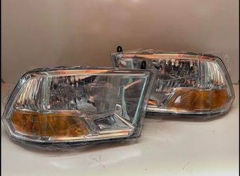 2009-2016 DODGE RAM CHROME OE STYLE HALOGEN HEADLIGHT PAIR