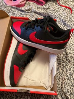 Nike court borough low 2 black university red white