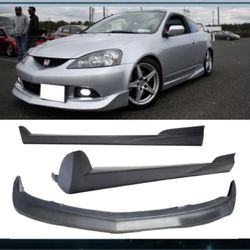 For 05-06 Acura RSX Mugen Style Front Bumper Lip Spoiler + Side Skirt PU DC5