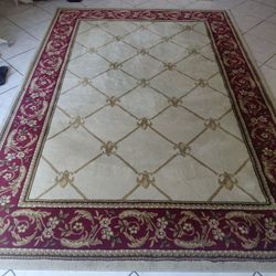 Large Area Rug - Fleur De Lis Ivory Traditional Rug 9ft ×12ft