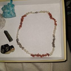 High Grade Moonstone Gemstone Chip Necklace With Silver Clasp