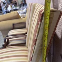 Pair Solid Mahogany Queen Anne Upholstered Armchairs
