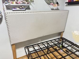 Studded Gray Headboard For Queen Size Bed Or Full
