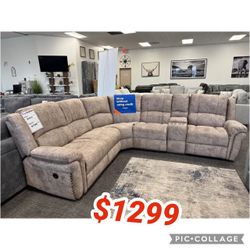 BROWN Velvet Power Modular Recliners Sectional Sofa w/ USB 116.50 x 104.00 x 41.00 in. H 