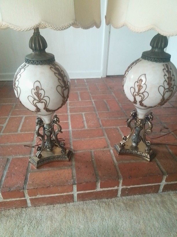 Two. Antique Lamps. $130 For The Pair.
