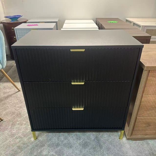 New assembled Modern 3-Drawer Nightstand Bedside Table End Table Furniture - Black