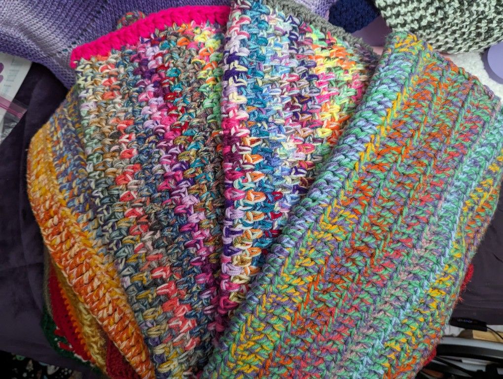 Lot Of 4 Small Handmade Crochet Blankets