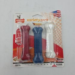 Nylabone Original Bone Power Chew Toy Value Pack for Dogs, Durable Dog Toys for Aggressive Chewers, Long Lasting Chicken, Bacon, and Peanut Butter Fla