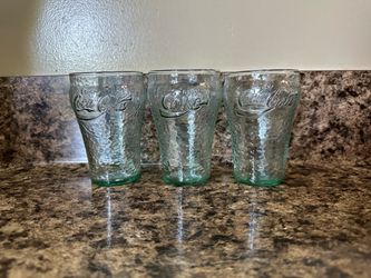 #95 Green Pebble Coca-Cola Glasses Set of 3