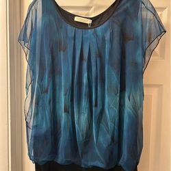 Plus size flared mesh blouse 2X