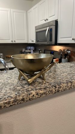 Gold Decorative Bowl with Branch Stand