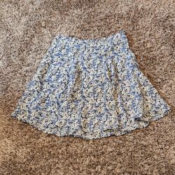Vintage Floral In Sync Blue Skirt Medium