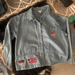 Denim Jacket With Flag Patches