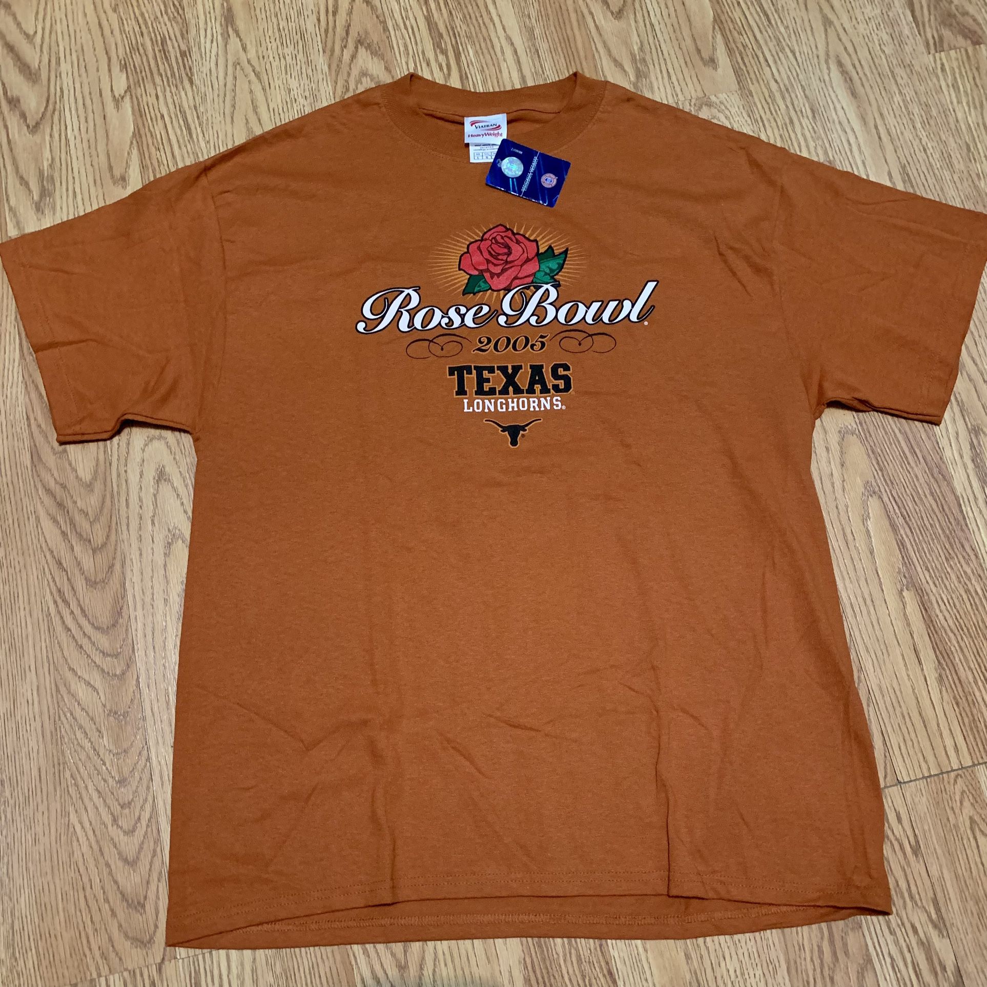 Vintage 2005 Texas Longhorns Football Rose Bowl Viatran T-shirt Sz L - NWT