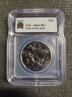 2 2015 50c Year of the Goat ICG Gem BU Coin