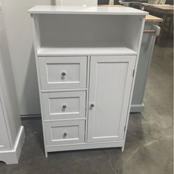 Assembled New Bathroom Storage Cabinet with 3 Drawers and 1 Door White MDF Vanity for Organizer