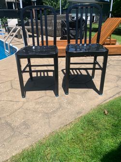 Metal Chairs (2) Black Indoor / Outdoor Commercial grade