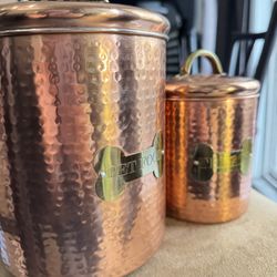 Hammered Copper Dog Treat Tins