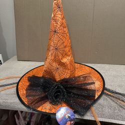 Halloween  Witches  Hat  Orange Flowers  Tubing  Spider & Web  Design