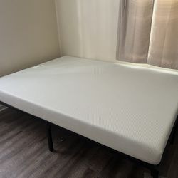 Queen 8 Inch Foam Mattress And Platform Bedframe