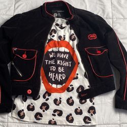 Unique Ecko Red 72 Black Jacket Size S White Stylish Tshirt 
