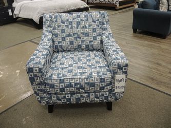 Accent Chair - Blue Geometric - Blue, Cream And Tan Geometric | Armchair