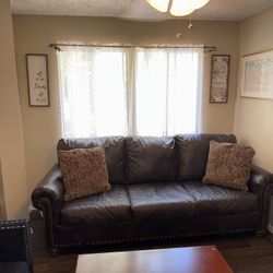Colleton Leather Sofa Leather, Dark Brown by Ashley Large Sofa 98L 39w 28h 