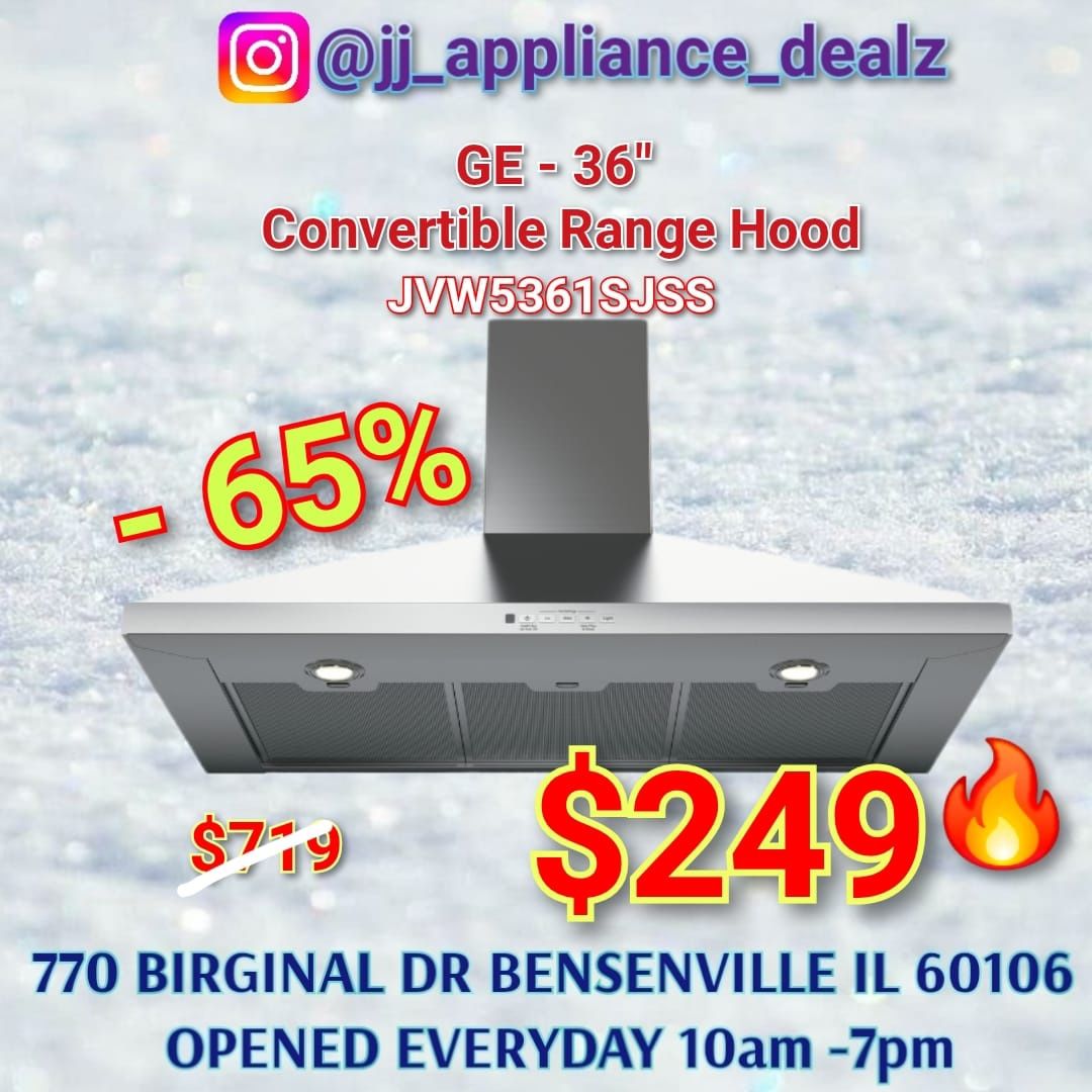 🌪New GE - 36" Convertible - Wall Range Hood JVW5361SJSS