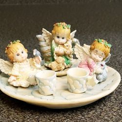 Vintage Angelic Tea Party in the Clouds 5.5in diameter 